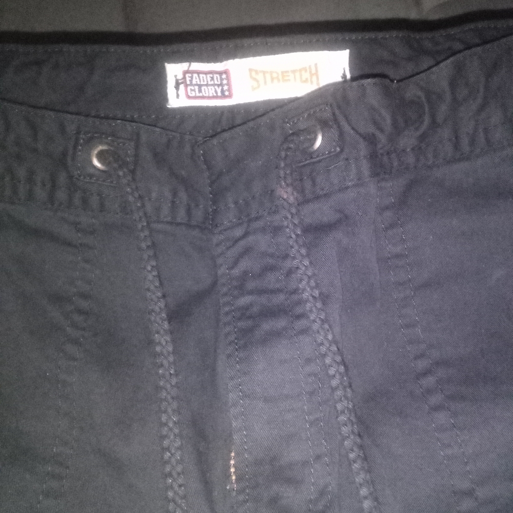 Faded Glory Black Stretch Drawstring Pants - Casual Jogger Style